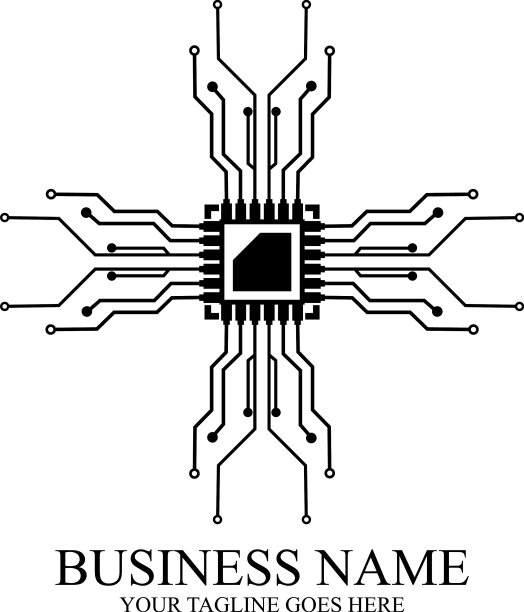 CPU处理器线图标的网站和移动图片下载