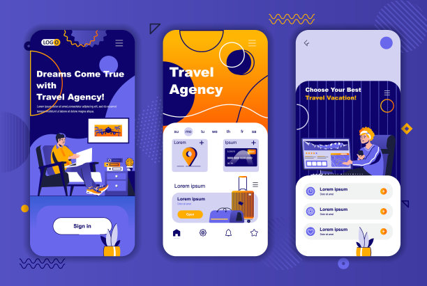 旅行社独特的社交设计套件图片下载