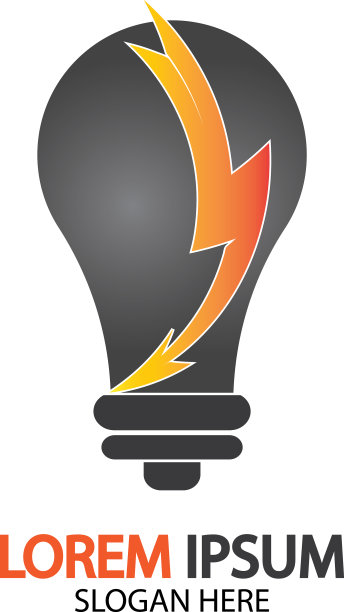 灯泡能源雷霆栓概念标志图标图片下载