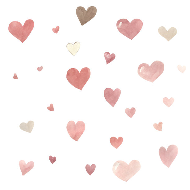 情人节的心形水彩插画图片下载