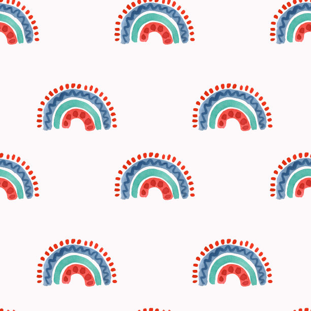 可爱的无缝水彩多色彩虹图案。图片下载
