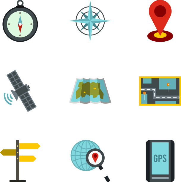 GPS图标设置扁平风格图片下载