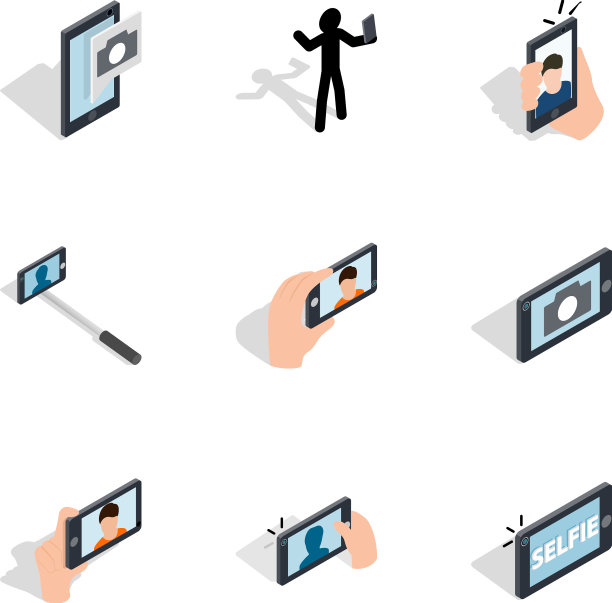 制作自拍照片图标设置等距3d风格图片下载