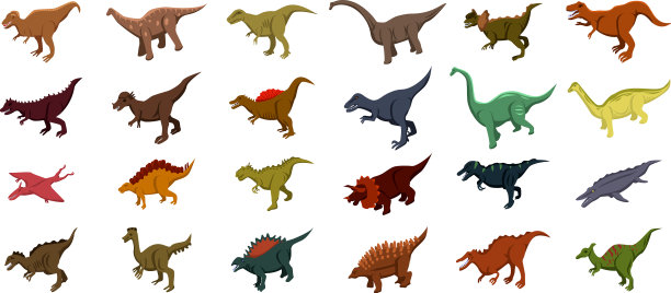 恐龙图标设置等距风格图片下载