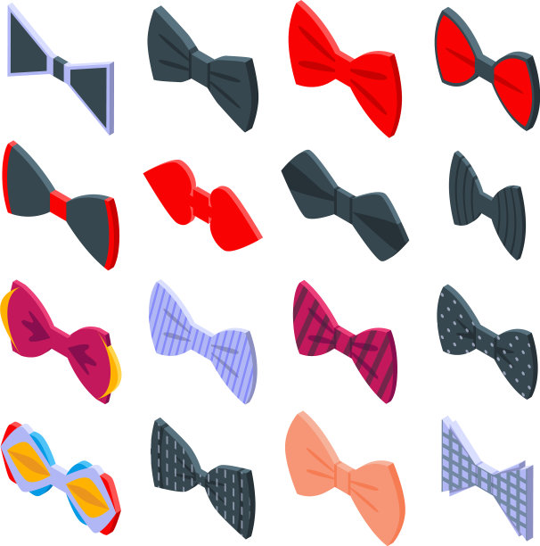 领结图标设置等距风格图片下载