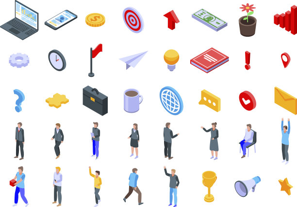 企业家图标设置为等距风格图片下载