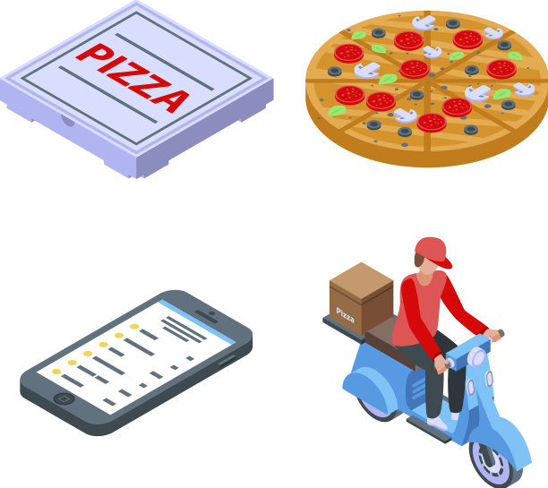 披萨外卖图标设置为等距样式图片下载