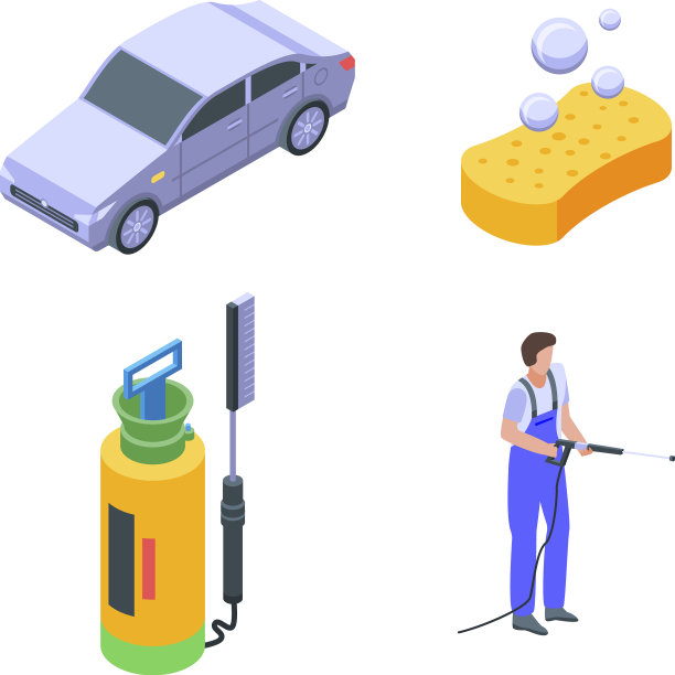 洗车图标设置等距风格图片下载