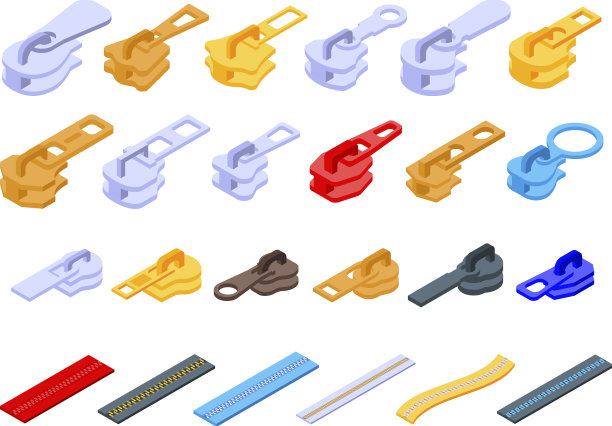 拉链图标设置等距风格图片下载