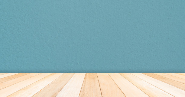 蓝墙木地板图片下载