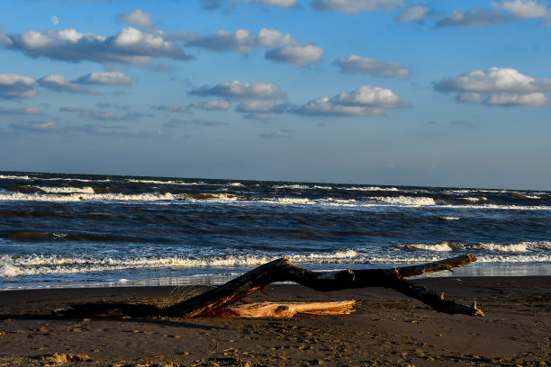 夕阳下的海滩，以数码照片为背景图片下载