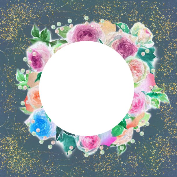 粉红色和杏色玫瑰花瓣和皮埃尔德朗萨德花卉花环和水彩信息卡插图图片下载