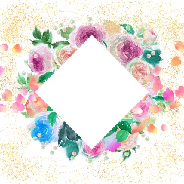 粉红色和杏色玫瑰花瓣和皮埃尔德朗萨德花卉花环和水彩信息卡插图图片下载