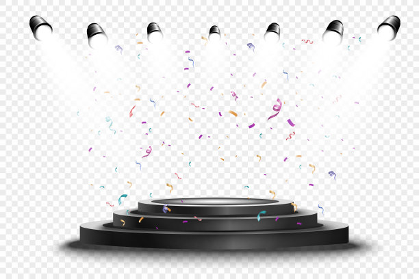 圆形的讲台、台座或平台，由背景中的聚光灯照亮。矢量插图。明亮的光。光从上面。广告的地方图片下载