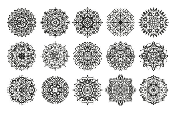 一套黑白曼荼罗图片下载
