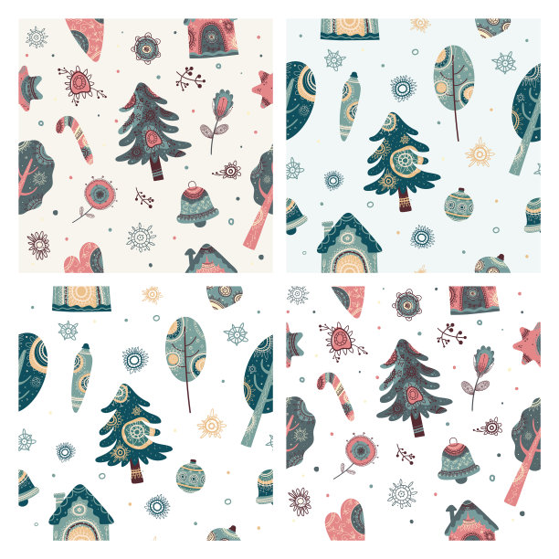 波西米亚风格的一套圣诞图案图片下载