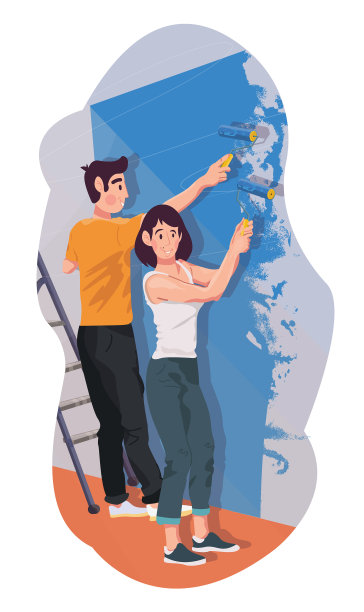 一对夫妇正在进行房屋维修图片下载