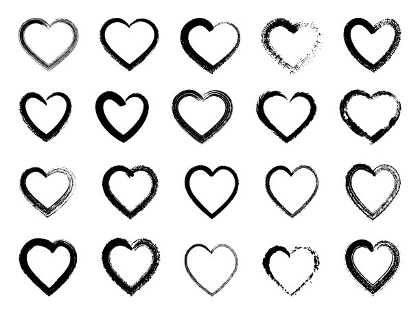 手绘心的轮廓集图片下载
