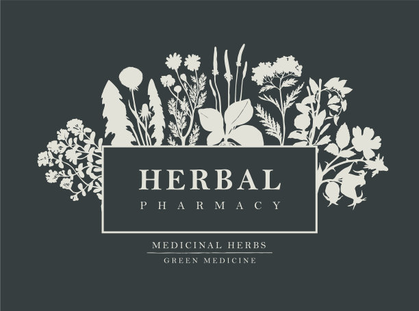 旗帜草药在复古风格图片下载