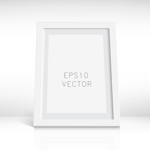 逼真的白色木制相框在前面图片下载