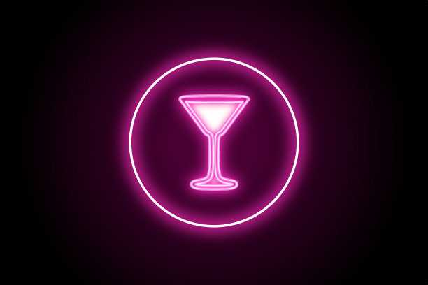 马提尼鸡尾酒饮料餐厅玻璃霓虹灯招牌图标标志图片下载