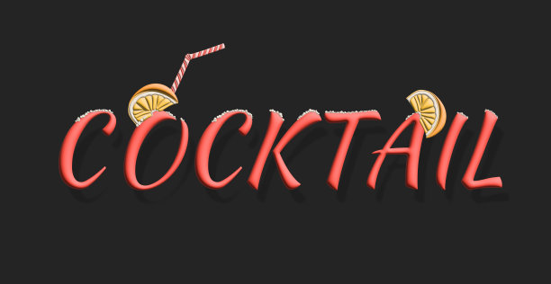 形式化的文本鸡尾酒。时尚的设计品牌，标签或广告- 3D图像图片下载