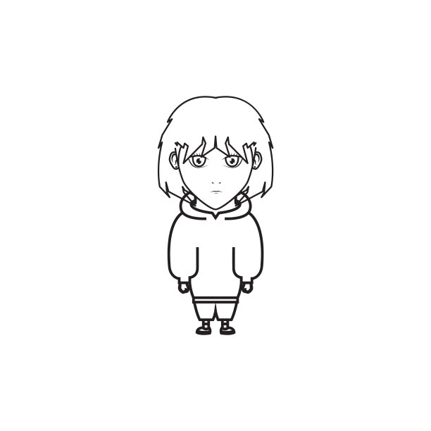 可爱的卡通女孩配卫衣夹克logo设计图片下载