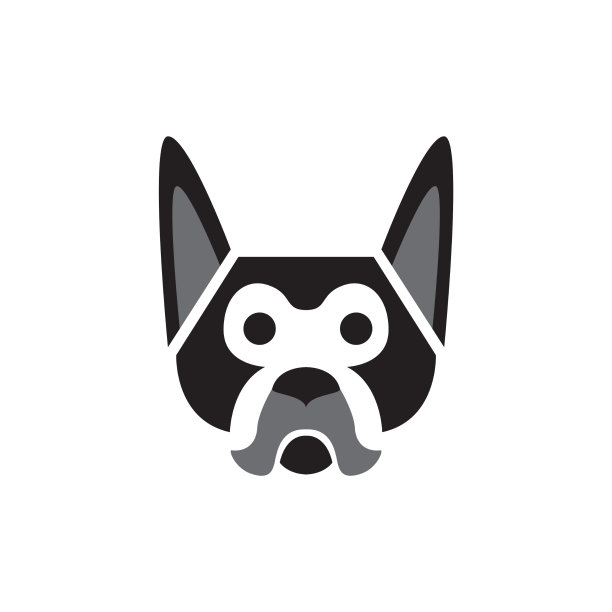 脸可爱的狗与胡子标志设计图形图片下载