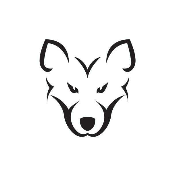 脸黑色小狼标志设计图形符号图片下载