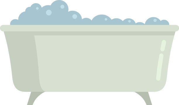 浴缸图标平坦隔离图片下载