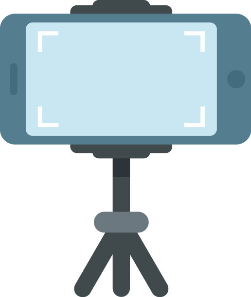 三脚架上的智能手机录像图标平坦图片下载