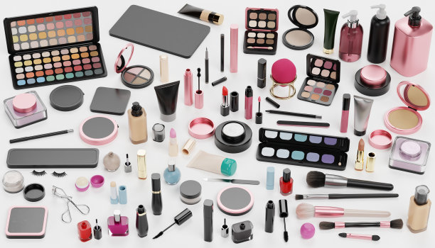 逼真的化妆品系列3D渲染图片下载