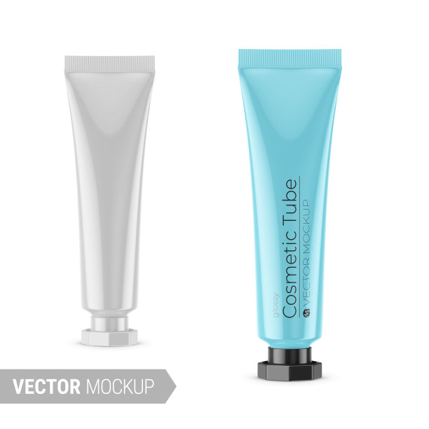 白色有光泽的塑料化妆品管模型图片下载