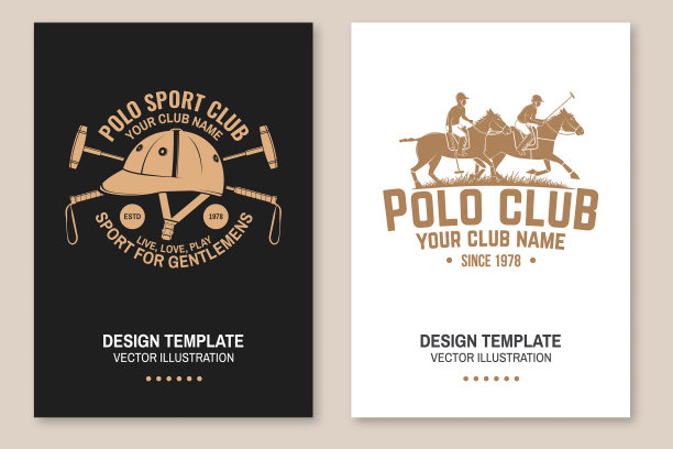 一套马球俱乐部运动徽章、徽章、徽章图片下载