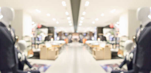 抽象模糊服装精品展示商场内部的背景图片下载
