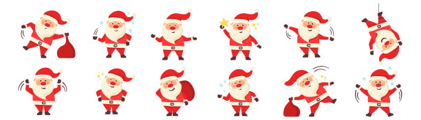 设定圣诞老人和新年人物图片下载