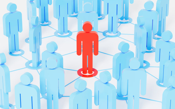 红色人造像引导和连接员工，领导和员工，人力资源和管理理念，3d渲染。图片下载