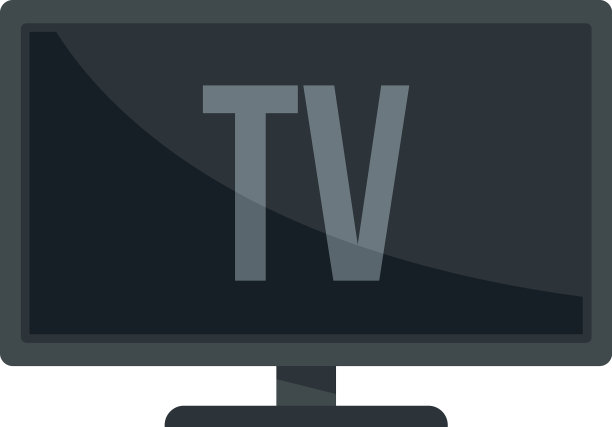 客房服务电视图标平面隔离图片下载