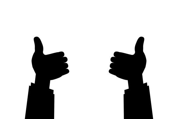 手与拇指向上黑色剪影正面图片下载