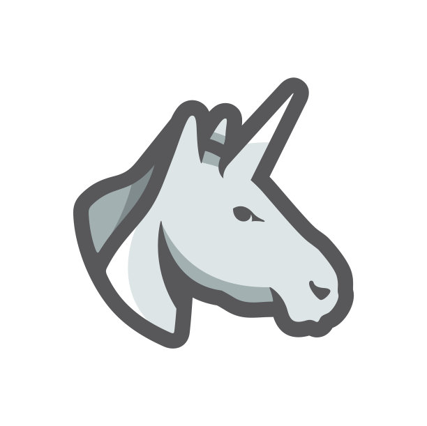 白色独角兽头图标卡通图片下载