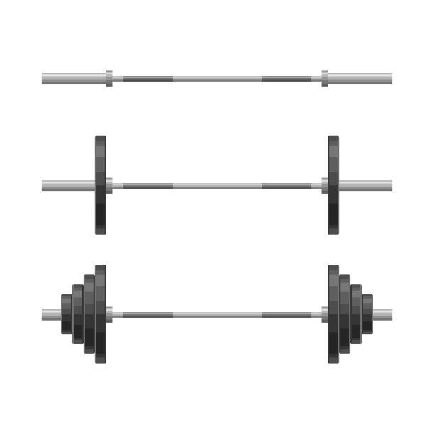 不同重量的杠铃单独设置在白色背景上。举重器材，健美，健身房，综合健身，健身俱乐部标志。运动矢量图图片下载
