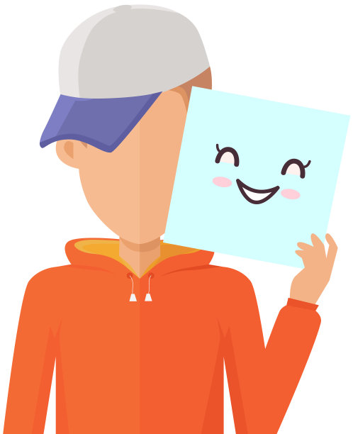 男人拿着一张可爱可爱的笑脸的照片图片下载