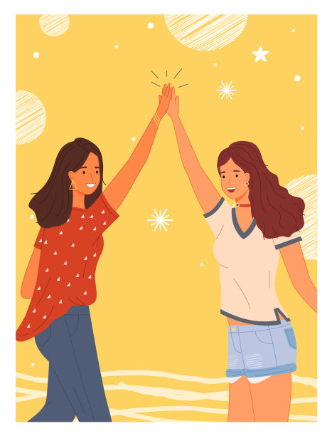 女性互相问候，女性角色给予图片下载