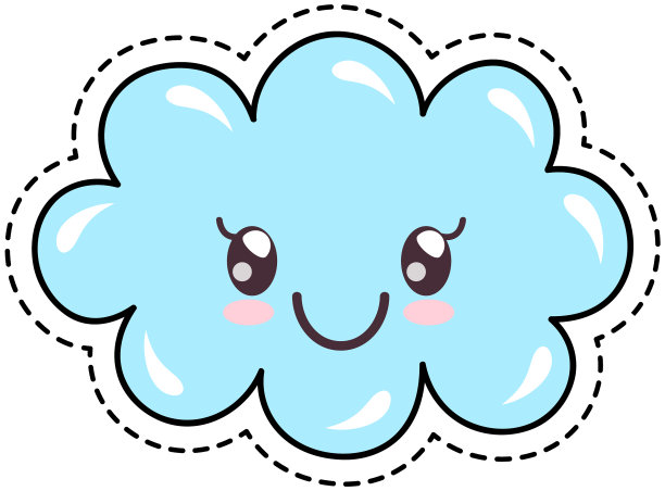 微笑的云卡哇伊性格蓝色的天空对象图片下载