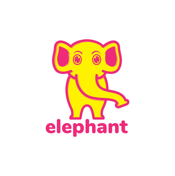 卡通可爱的小象彩色标志设计图片下载