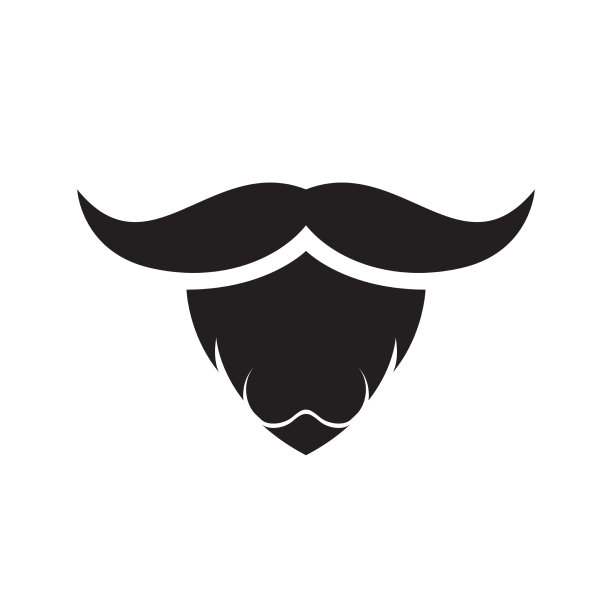 黑色长胡子配长胡须的标志设计图片下载