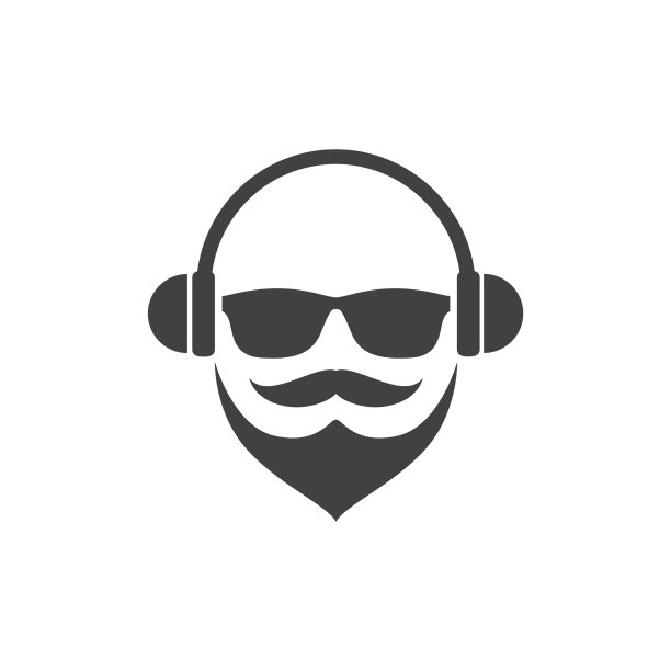 带着胡子墨镜听音乐的酷男人图片下载