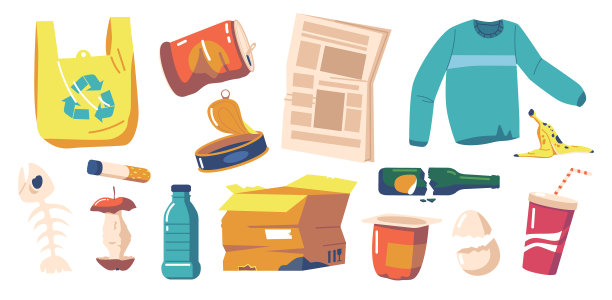 一套不同的垃圾和旧塑料图片下载