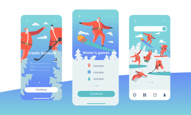 圣诞老人冬季游戏手机应用页面板图片下载