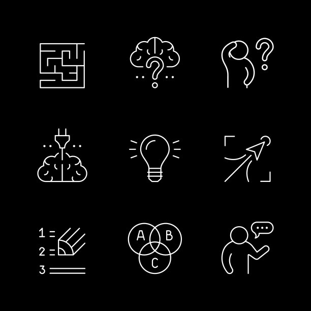 设定头脑风暴的线条图标图片下载